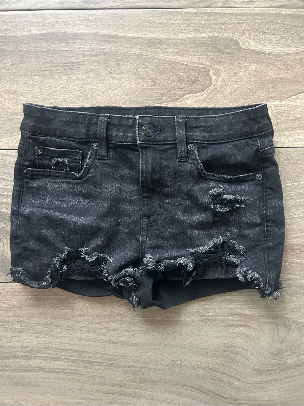 American Eagle Outfitters Black Distressed Denim Cutoff Shorts